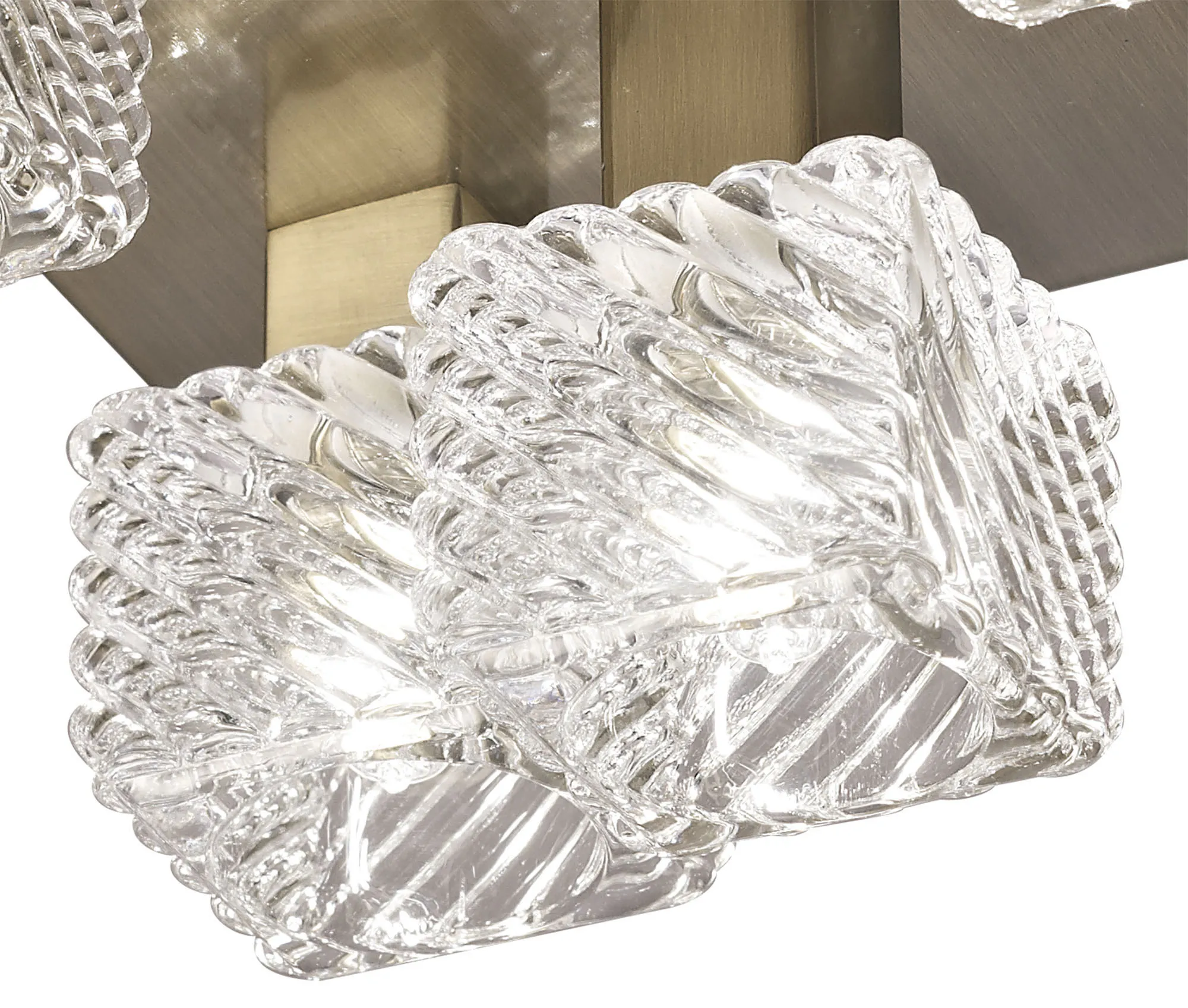 Accor Glass Square Ceiling Flush 5 Light Antique Brass D0164  Deco Accor
